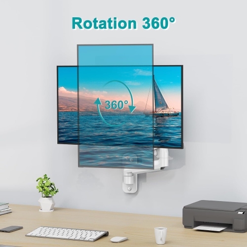 Single Monitor Wall Mount for 13 to 32 Inch Computer Screens, Gas Spring Arm Holds Up to 17.6lbs, Full Motion Adjustable, VESA Mount 75 x 75, 100 x