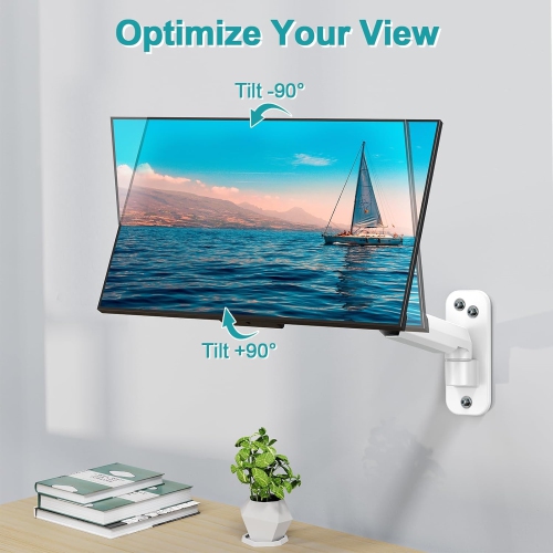 Single Monitor Wall Mount for 13 to 32 Inch Computer Screens, Gas Spring Arm Holds Up to 17.6lbs, Full Motion Adjustable, VESA Mount 75 x 75, 100 x