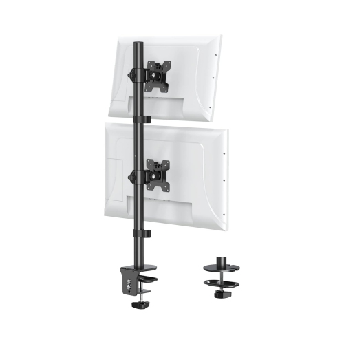 NIERBO  Vertical Dual Monitor Stand, Stacked Monitor Mount for 2 Monitors Up to 32 Inches, Computer Monitor Arm w Swivel, Tilt, Height Adjustable