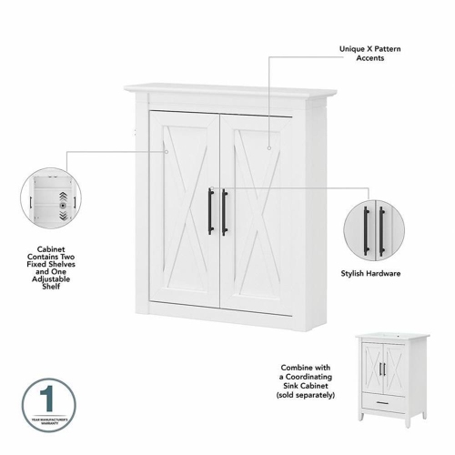 Key West Bathroom Wall Cabinet with Doors in White Ash - Engineered Wood