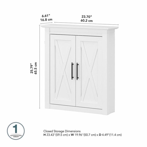 Key West Bathroom Wall Cabinet with Doors in White Ash - Engineered Wood