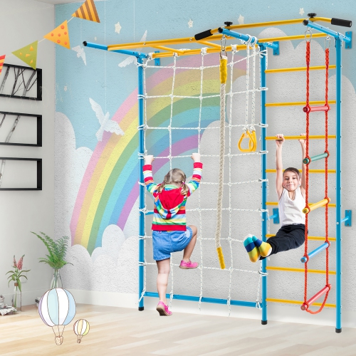 Costway 7 in 1 Kids Indoor Gym Playground Swedish Wall Ladder Children Home Climbing Gym Best Buy Canada