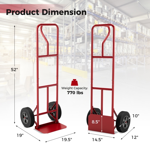 Costway Heavy Duty Hand Truck 660lbs Capacity Trolley Cart with Foldable Nose Plate
