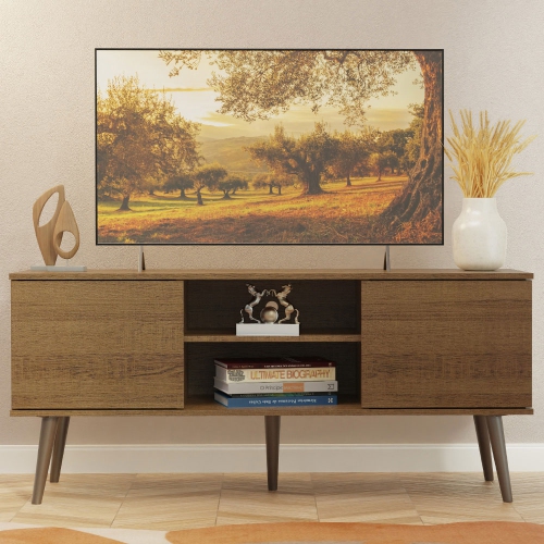 Meuble téléviseur Madesa 2 portes et 2 tablettes avec système d'organisation des câbles pour 50 et 55&nbsp;po Meuble multimédia multimédia Meuble en
