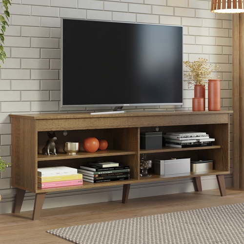 Madesa TV Stand Unit with 4 Shelves and Cable Management for 55, 65 Inch Media Console Entertainment Center Modern Wooden Television Cabinet - Rustic