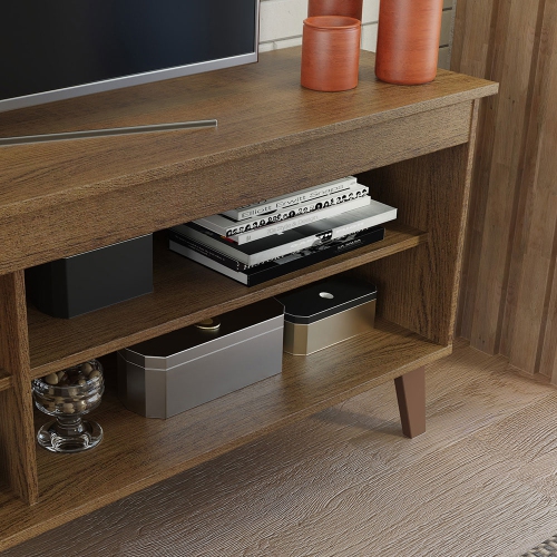 Madesa TV Stand Unit with 4 Shelves and Cable Management for 55, 65 Inch Media Console Entertainment Center Modern Wooden Television Cabinet - Rustic