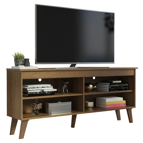 Madesa Compact TV Stand Cabinet with 4 Shelves and Cable Management for 50, 55 Inch TV Media Storage Unit Living Room and Bedroom Modern Wooden Telev