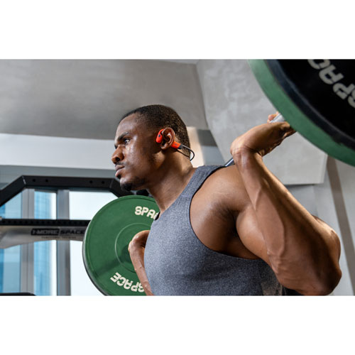 Écouteurs Bluetooth étanches à oreilles libres et à conduction osseuse OpenSwim Pro de Shokz - Rouge