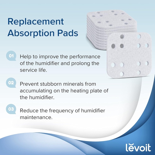 LEVOIT Humidifier Replacement Filters 10-Pack, Mineral Absorption Pad,Compatible with LV600S,LV600HH,OasisMist450S,Capture Fine Particles in Water