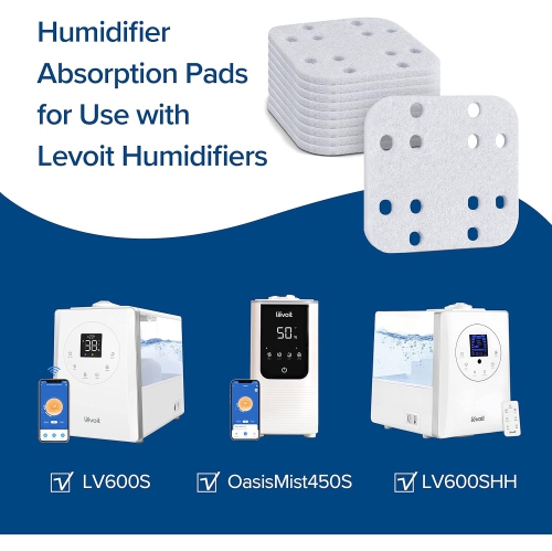 LEVOIT Humidifier Replacement Filters 10-Pack, Mineral Absorption Pad,Compatible with LV600S,LV600HH,OasisMist450S,Capture Fine Particles in Water