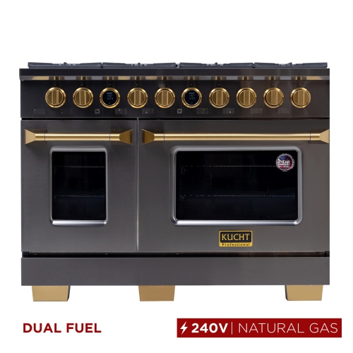 KUCHT Professional 48-inch 8 Burners Double Oven Dual Fuel Range for Natural Gas in Gemstone with Kucht Horus Thermostat