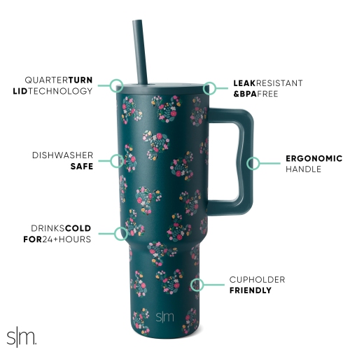 Simple Modern 40 oz Disney Trek Tumbler with Handle and Straw | Insulated Stainless Steel Water Bottle