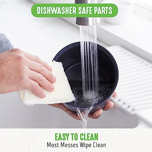 GreenLife Healthy Ceramic Nonstick 4-Cup Rice Oats and Grains Cooker, PFAS-Free, Dishwasher Safe Parts, White