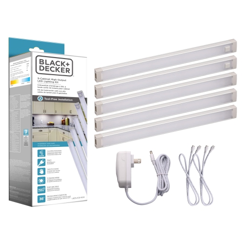 BLACKDECKER  Black+Decker Led Under Cabinet Lighting Kit, 5-Bars, 9 Inches Each, Cool White, 4000K (Leduc9-5Ck)