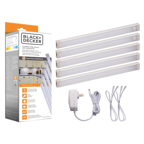 BLACKDECKER  Black+Decker Led Under Cabinet Lighting Kit, 5-Bars, 9 Inches Each, Diy Tool-Free Installation (Leduc9-5Wk)