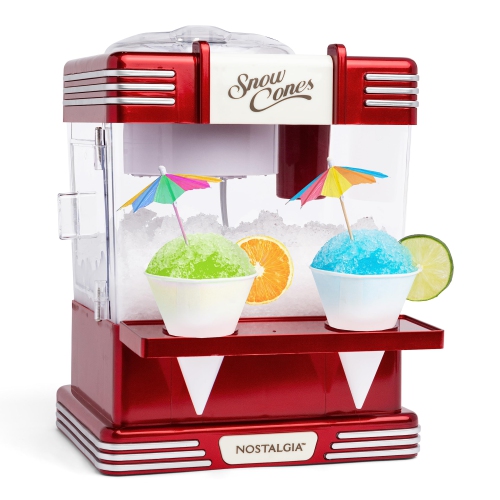 Image 1 de 5.. Machine à cornets GLACÉS rétro de Nostalgia, permet de préparer 20 friandises GLACÉES, machine à glaçons avec ratés comprenant 2 tasses en plastique