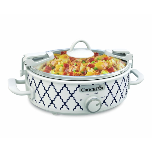 Crockpot 2.5-Quart Mini Casserole Crock Slow Cooker, White/Blue