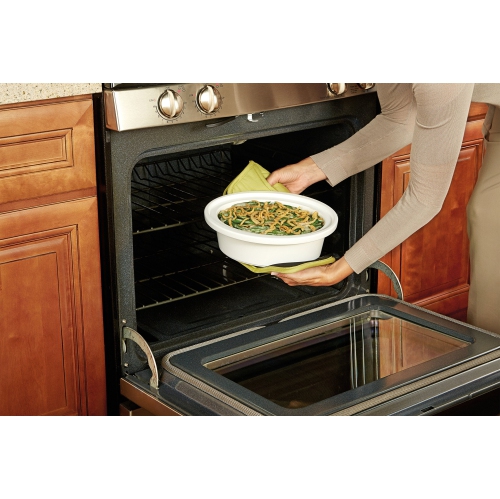 Crockpot 2.5-Quart Mini Casserole Crock Slow Cooker, White/Blue