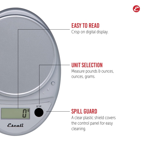 Escali Primo P115C Premium Kitchen Food Scale for Baking and Cooking, Lightweight and Durable Design