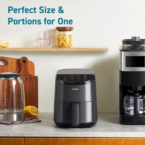 COSORI Small Air Fryer Oven 2.1 Qt, 4-in-1 Mini Airfryer, 30 In-App Recipes, Sticker, Gray