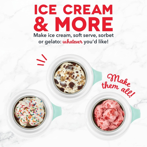 DASH My Mug Ice Cream Maker, for Ice Cream, Gelato, Sorbet, Frozen Yogurt, and Custom Mix-Ins, with 1 Pint Bowls