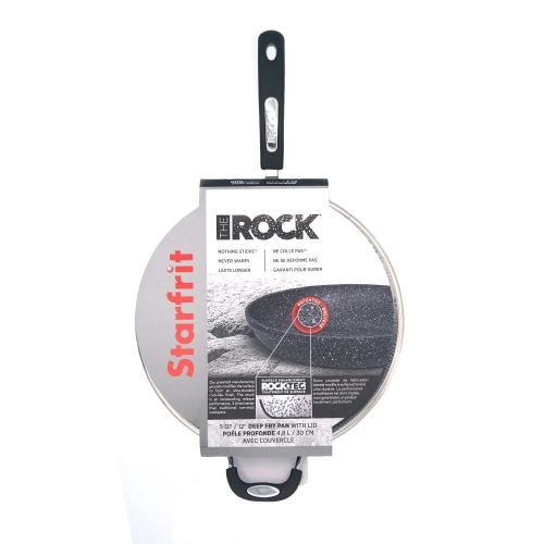 Starfrit The Rock 30cm Non-Stick Jumbo Cooker Pan with Lid - Durable Forged Aluminum - Oven Safe - Black