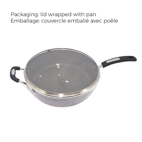 Starfrit The Rock 30cm Non-Stick Jumbo Cooker Pan with Lid - Durable Forged Aluminum - Oven Safe - Black