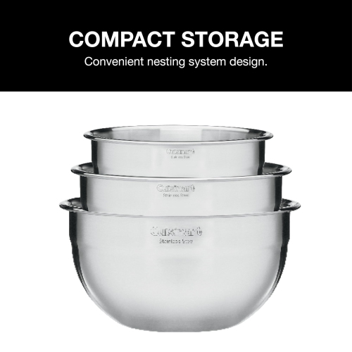 Ensemble de 3 bols à mélanger en acier inoxydable avec couvercles CTG-00-SMBC de Cuisinart
