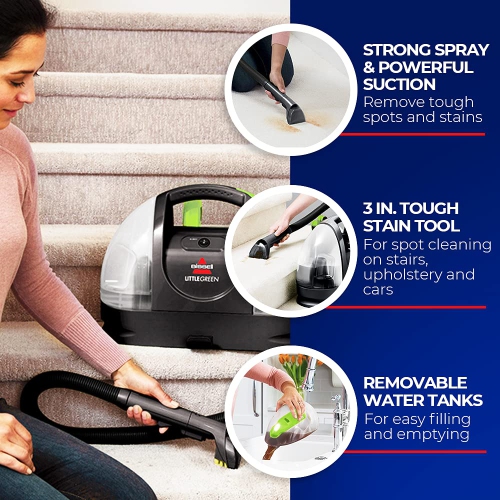 BISSELL - Portable Carpet Cleaner - Little Green Carpet & Upholstery Machine - 48oz Capacity with Stain Brush | Black ..