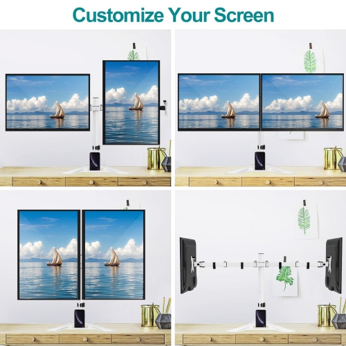 Dual Monitor Stand - Free Standing Full Motion Monitor Desk Mount Fits 2 Screens up to 27 inches,17.6lbs with Height Adjustable, VESA 75x75 100x100,