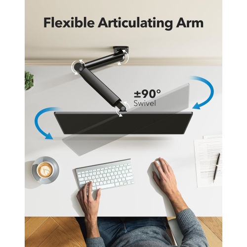 Monitor Wall Mount for 17 to 32 Inch Screens up to 19.8 lbs, Single Monitor Arm Mount with Gas Spring, Full Motion Height Adjustable VESA Monitor