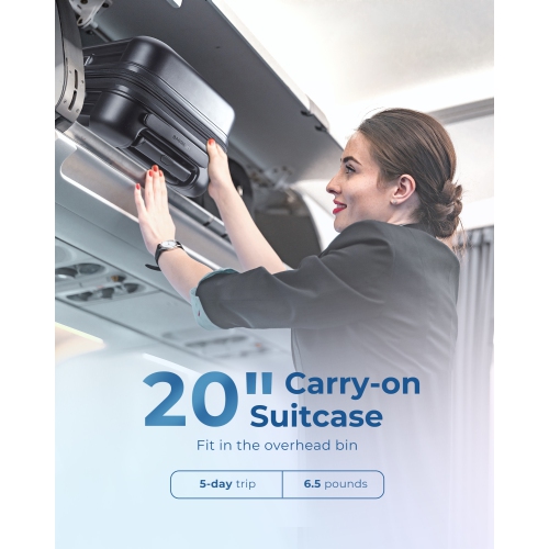 Valise rigide de 20 po à roulettes pivotantes Odyssey de Bagsmart Airline - Noir