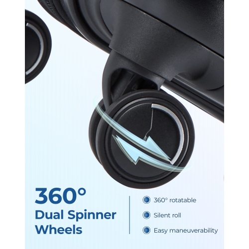 Valise rigide de 20 po à roulettes pivotantes Odyssey de Bagsmart Airline - Noir