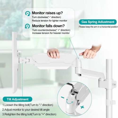Single Monitor Mount, Desk Mount for 13-32 inch Computer Screen, Adjustable Tall Monitor Arm with 25 inch Max Height, Holds 4.4-19.8 lbs, Full Motion