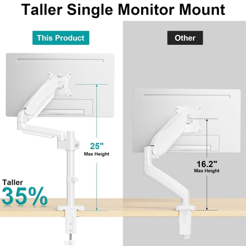 Single Monitor Mount, Desk Mount for 13-32 inch Computer Screen, Adjustable Tall Monitor Arm with 25 inch Max Height, Holds 4.4-19.8 lbs, Full Motion