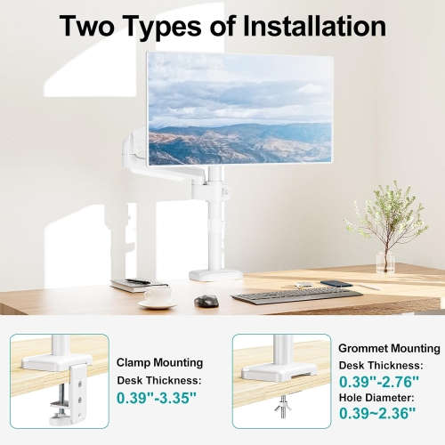 Single Monitor Mount, Desk Mount for 13-32 inch Computer Screen, Adjustable Tall Monitor Arm with 25 inch Max Height, Holds 4.4-19.8 lbs, Full Motion