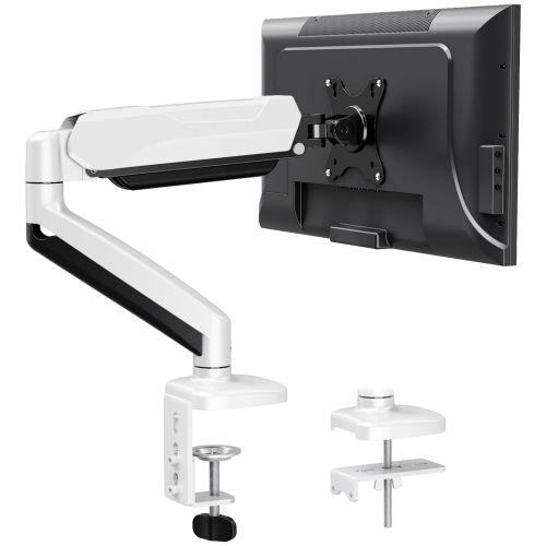 NIERBO  Single Monitor Desk Mount, Adjustable Gas Spring Monitor Arm Support Max 32 Inch, 4.4-17.6Lbs Screen, w Clamp/grommet Mounting Base, Vesa