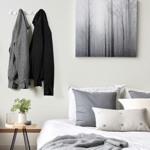 Metal Wall Hooks, 4 White Horizontal Hooks, Bathroom Kitchen Entry Organiser