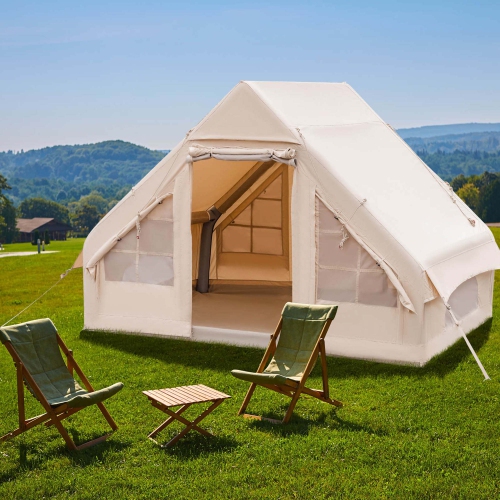 Tente de camping gonflable de Costway 2-6&nbsp;personnes tente de camping de luxe en coton pour le camping en famille