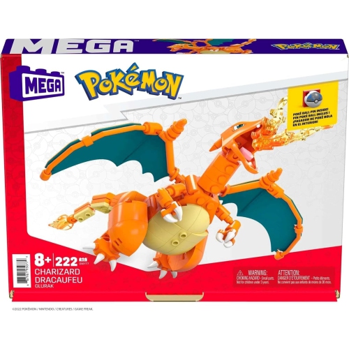 MEGA Pokemon Action Figure Building Toys Set, Charizard with 222 Pieces, 1 Poseable Character, 4 Inches Tall