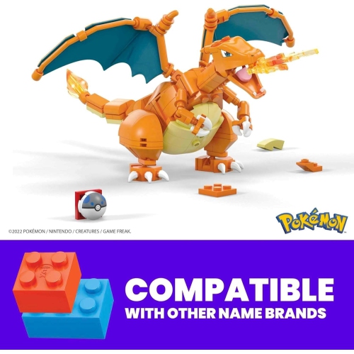 MEGA Pokemon Action Figure Building Toys Set, Charizard with 222 Pieces, 1 Poseable Character, 4 Inches Tall