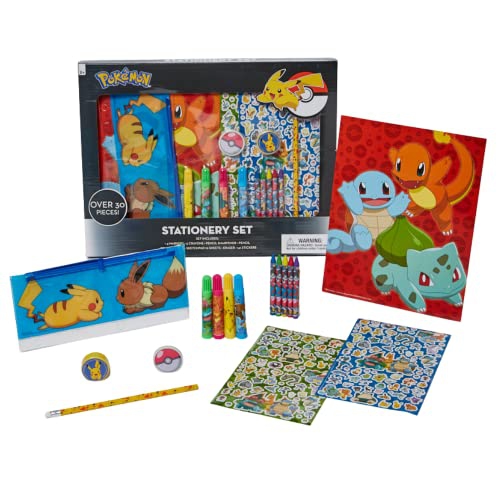 Pokémon – jeu d’autocollants et d’illustrations à colorier pour enfants, 30 pièces. Et fournitures de bricolage avec étui à crayons