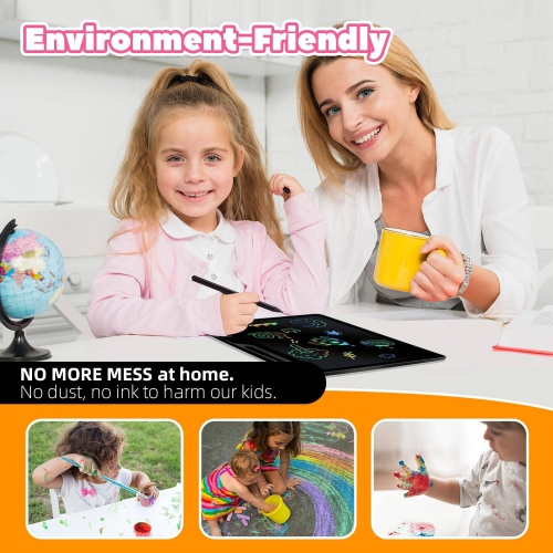 Tablette d'écriture ACL pour 3-8 enfants, tableau rechargeable 16 po Doodle Board, jouets d'apprentissage préscolaire cadeau d'anniversaire de Noël