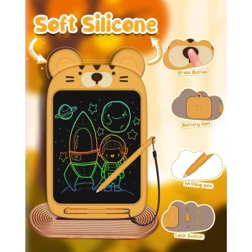 Bloc à dessin pour garçons de 3-8 ans, tablette d’écriture ACL de 10 po, cadeau d’anniversaire éducatif pour enfants de 3-8 ans, jaune