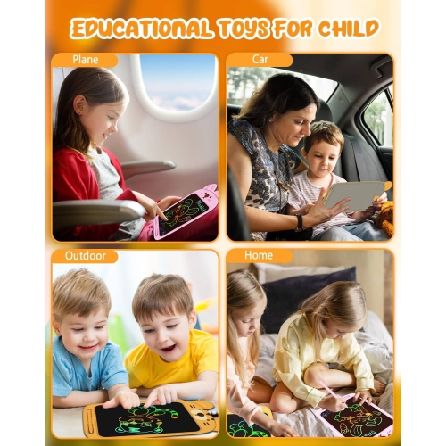 Bloc à dessin pour garçons de 3-8 ans, tablette d’écriture ACL de 10 po, cadeau d’anniversaire éducatif pour enfants de 3-8 ans, jaune