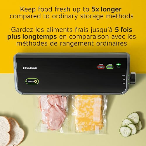 Trousse de démarrage pour scelleuse sous vide avec rouleaux et sacs de rangement sous vide de FoodSaver | Noir | FM2010