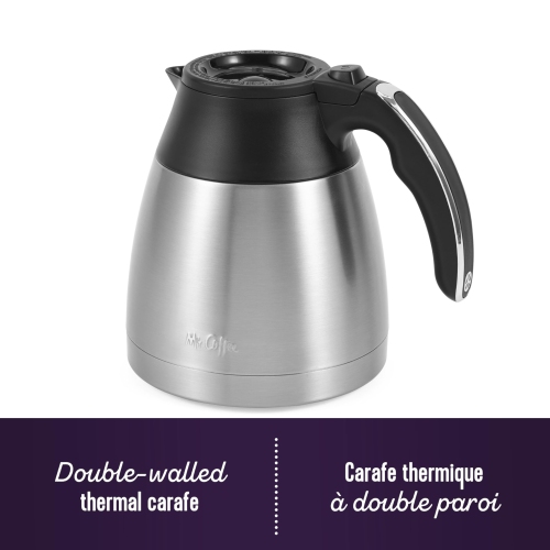 Mr. Coffee Programmable Coffee Maker | 10-Cup Coffee Machine with Thermal Carafe | Stainless Steel