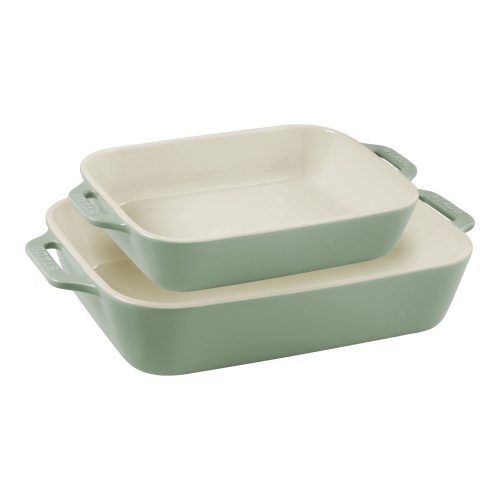 STAUB Ceramique Rectangular Baking Dish Set Eucalyptus 2 Piece