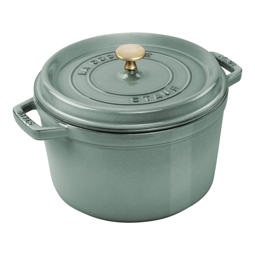 STAUB La Cocotte 4.75 L Cast Iron Round Cocotte Deep, Eucalyptus