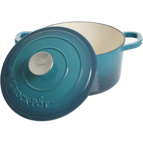 Crock-Pot Artisan Round Enameled Cast Iron Dutch Oven, 3-Quart, Gradient Teal